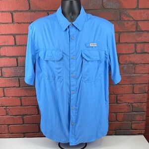 Field & Stream Men's Large Blue Button-Down Shirt Long Sleeve Plaid Outdoor